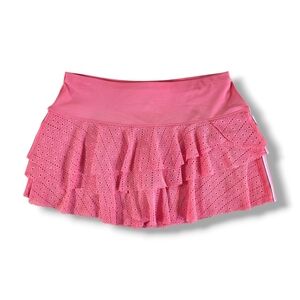 LUCKY IN LOVE Patched Stripe Rally Eyelet Tennis Pickleball Skort Skirt Medium